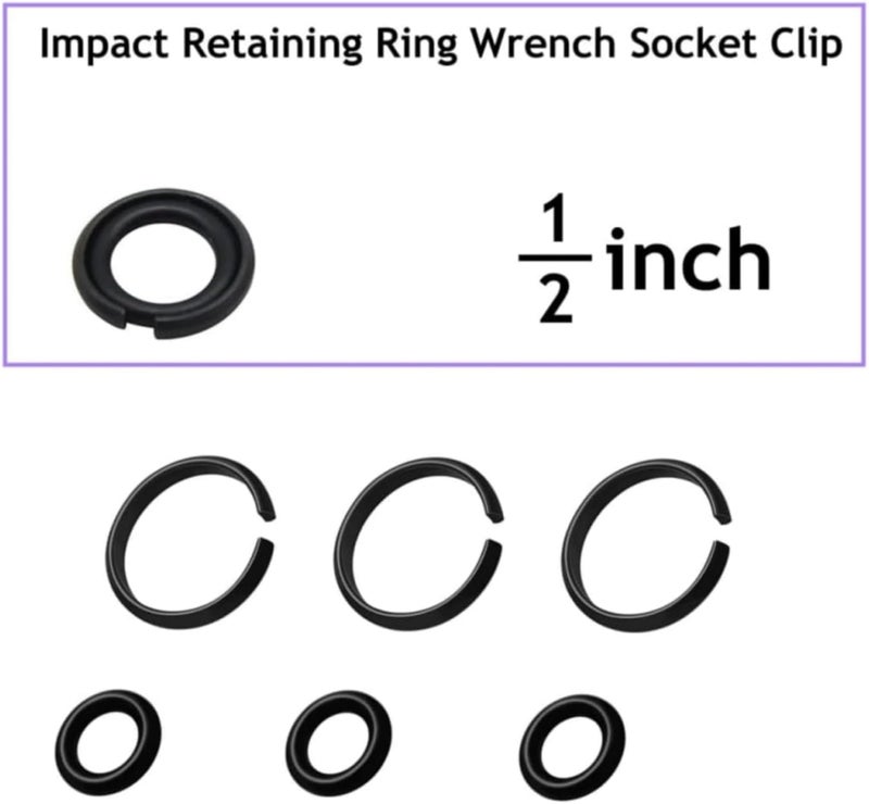 TALSWIF (6+6 Sets) 1/2” and 3/8" Impact Retaining Ring Clip Friction Ring with O-Ring for Mmiwauukiiii Electric/Pneumatic Type Impact Wrench, Retainer Ring Anvil Install Tool Included - Image 3